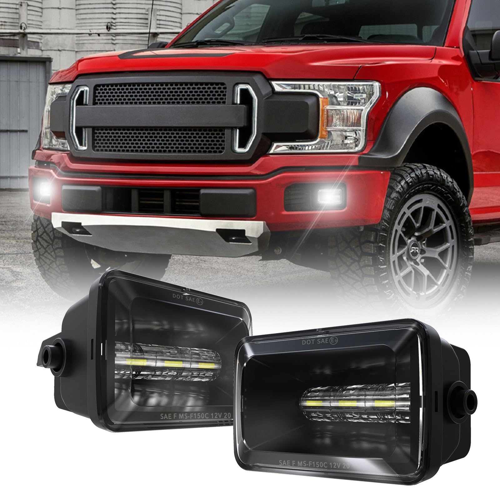 RAMJET4X4 Upgrade LED Fog Lights DOT Bumper Fog Lamps Replacement for Ford F150 2015 2016 2017 2018 2019 2020 F150 (Black - without Halo)