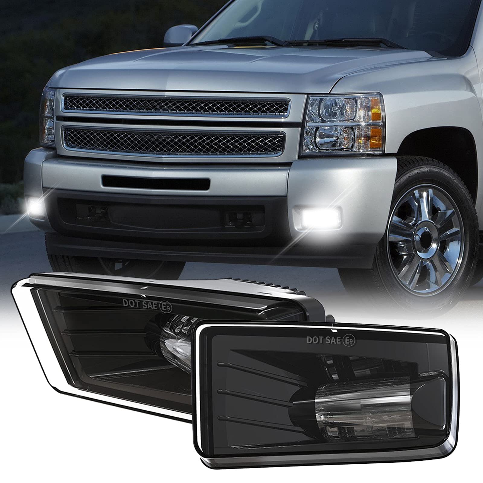 RAMJET4X4 LED Fog Lights DOT 5202 Bulbs Bumper Fog Lamps Assembly for Chevy Silverado 2007-2015/Avalanche 2007-2013/Suburban 2007-2015/Tahoe 2007-2015/GMC Yukon Pick Up w/Off-Road